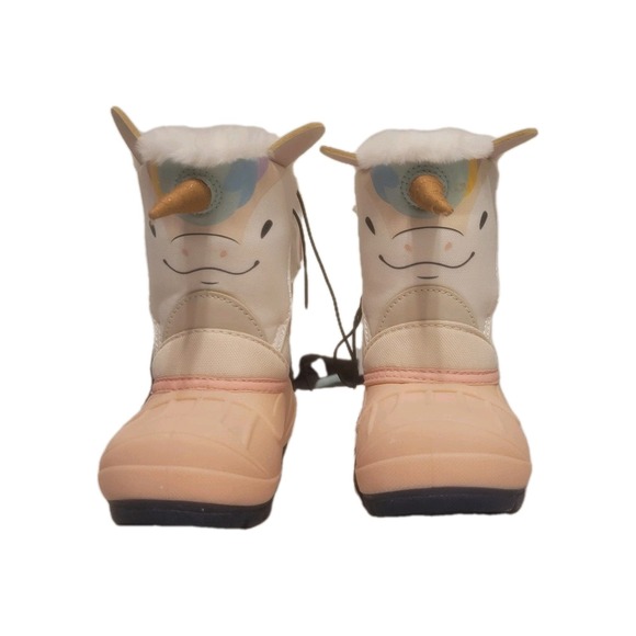Cat & Jack Light Pink & White Frankie Unicorn Toddlers Winter Boots sz 5 - Picture 5 of 13